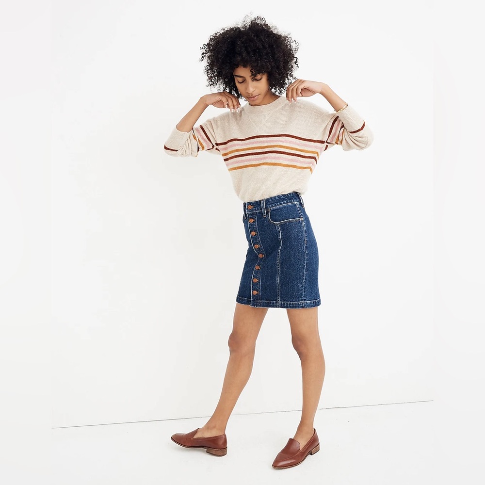 NWOT Madewell Stretch Denim Classic Straight Mini Skirt in Pfeiffer Wash